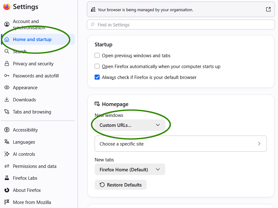 Open Safari settings